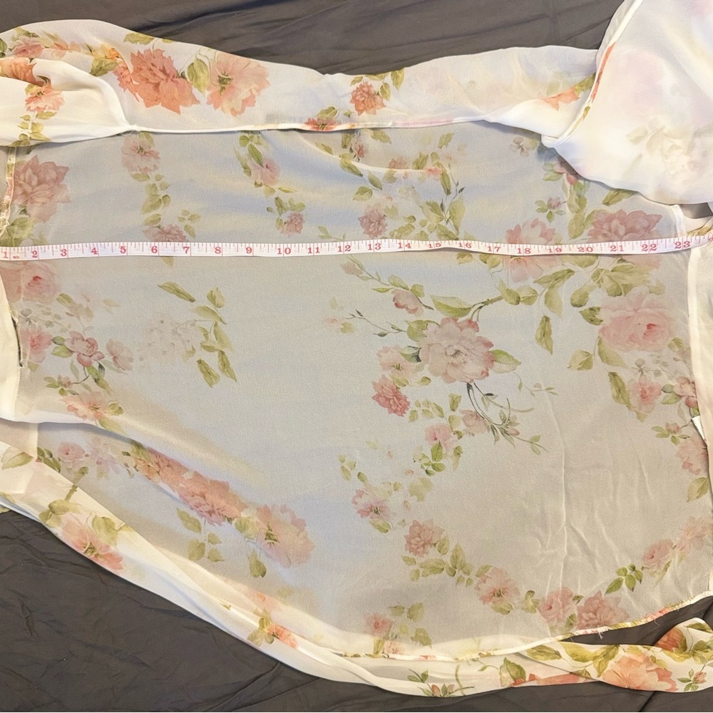 Zara Cream Floral Tie-Front Blouse - Picture 12 of 12